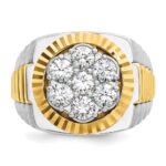 IBGoodman 14k Two-tone Men's Polished Satin and Diamond-cut Round Cluster Ring Mounting - Image 6