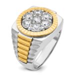IBGoodman 14k Two-Tone 2 carat Lab Grown Diamond VS/SI+ G+ Complete Ribbed Men's Cluster Ring - Image 6