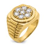 IBGoodman 14k Men's Polished Satin and Diamond-cut Round Cluster Ring Mounting - Image 6