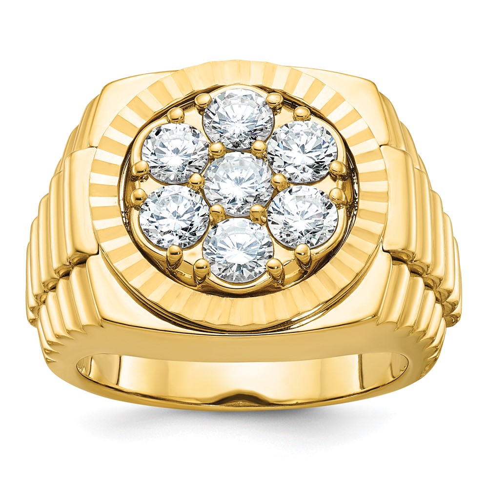 B58290-4YAA.jpg IBGoodman 14k Men's Polished Satin and Diamond-cut Round Cluster Ring Mounting - Image 1