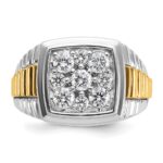 IBGoodman 10k Two-tone Men's Polished and Textured 1 Carat A Quality Diamond Cluster Ring - Image 6