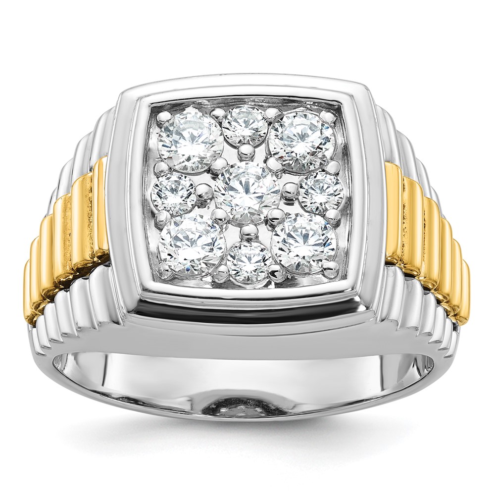 B58299-0WYA.jpg IBGoodman 10k Two-tone Men's Polished and Textured 1 Carat A Quality Diamond Cluster Ring - Image 1