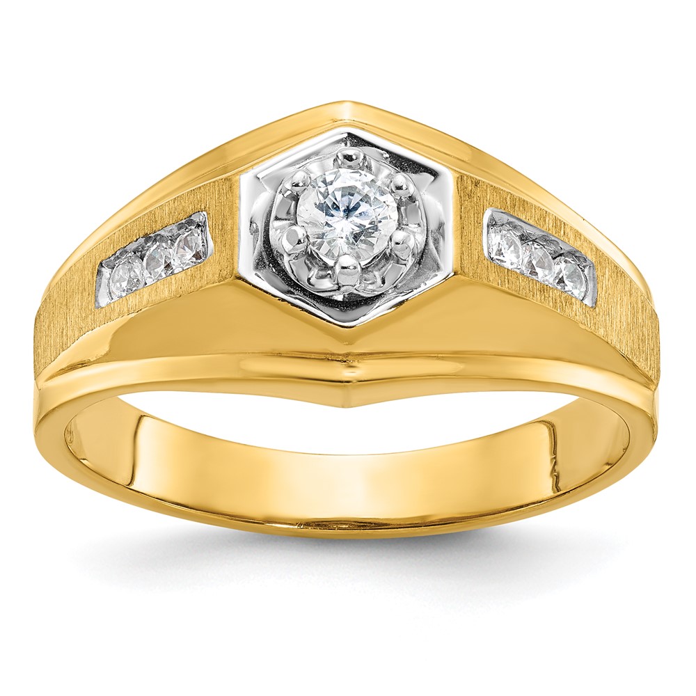 B58307-4YAA-1.jpg 14k IBGoodman Men's Polished and Satin 1/3 carat Diamond Complete Ring - Image 1