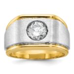 14k Two-tone IBGoodman Men's Polished and Satin 1ct carat Diamond Complete Ring
