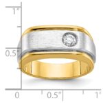 10k Two-tone IBGoodman Men's Polished and Satin Diamond Complete Ring - Image 2