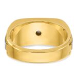 IBGoodman 14k Two-tone Men's Polished Satin and Grooved 5-Stone 1/2 Carat A Quality Diamond Ring - Image 4