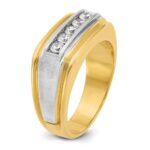 IBGoodman 14k Two-tone Men's Polished Satin and Grooved 5-Stone 1/2 Carat A Quality Diamond Ring - Image 5