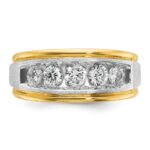 IBGoodman 14k Two-tone Men's Polished Satin and Grooved 5-Stone 1 Carat AA Quality Diamond Ring - Image 6