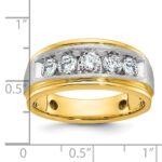 IBGoodman 14k Two-tone Men's Polished Satin and Grooved 5-Stone 1 Carat AA Quality Diamond Ring - Image 3