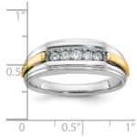 IBGoodman 14k Two-tone Men's Polished and Grooved 5-Stone Ring Mounting - Image 3
