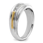 IBGoodman 14k Two-tone Polished Satin and Grooved Five Stone Men's Ring Mounting - Image 8