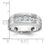 IBGoodman 10k White Gold Men's Polished and Brushed 5-Stone Ring Mounting - Image 2