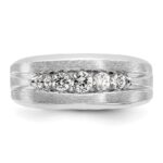 IBGoodman 14k White Gold Men's Polished and Brushed 5-Stone 1/2 Carat AA Quality Diamond Ring - Image 5