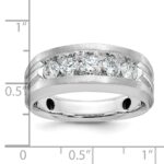 IBGoodman 10k White Gold Men's Polished Satin and Grooved 5-Stone 1 Carat A Quality Diamond Ring - Image 3