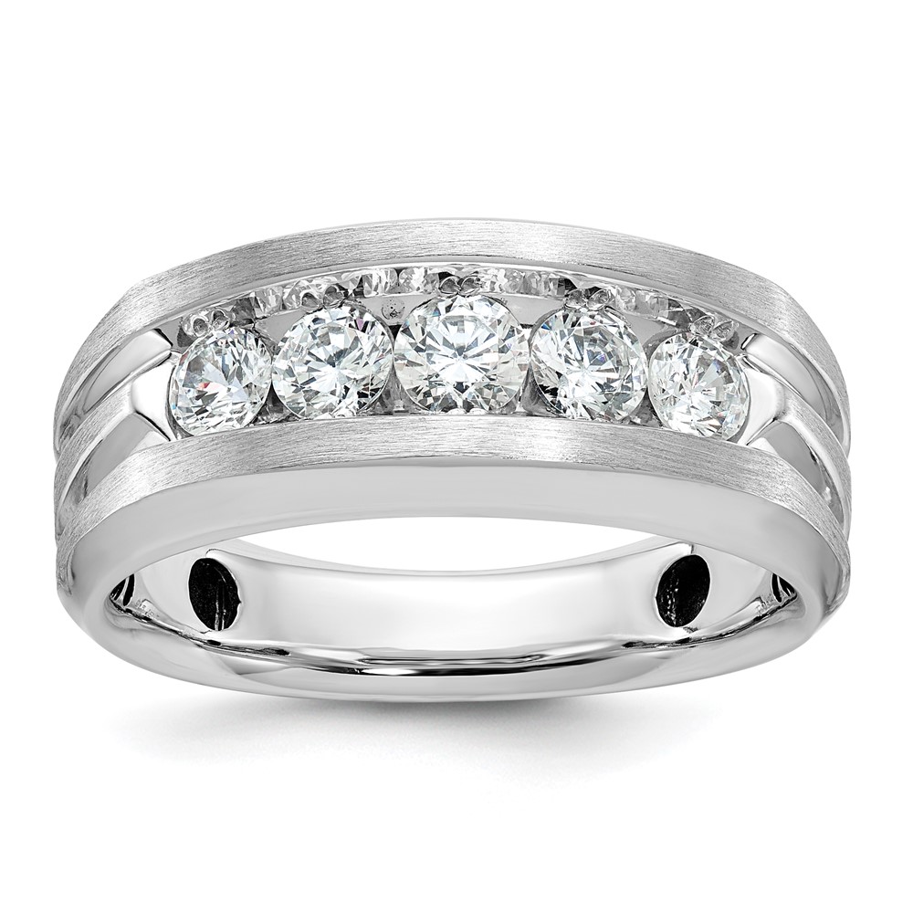 B58457-4WAA-2.jpg IBGoodman 14k White Gold 1 carat Lab Grown Diamond VS/SI+ G+ Complete Satin Men's Ring - Image 1