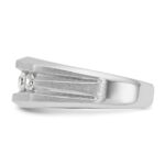 IBGoodman 14k White Gold Men's Polished Satin and Grooved 5-Stone 1 Carat AA Quality Diamond Ring - Image 3