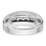 IBGoodman 14k White Gold Men's Polished Satin and Grooved 5-Stone Ring Mounting - Image 5