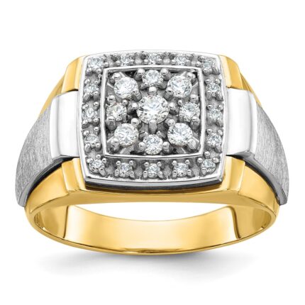 10k Two-tone IBGoodman Men's Polished and Satin Ring Mounting