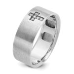 IBGoodman 14k White Gold Men's Satin 1/20 Carat AA Quality Diamond Cross Ring - Image 8