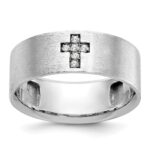 IBGoodman 14k White Gold 1/20 carat Lab Grown Diamond VS/SI+ G+ Complete Satin Cross Men's Ring