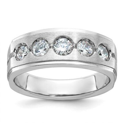 14k White Gold IBGoodman Men's Polished and Satin Diamond Ring Mounting