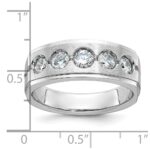 14k White Gold IBGoodman Men's Polished and Satin 1 carat Diamond Complete Ring - Image 3