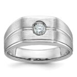 14k White Gold IBGoodman Men's Polished and Satin 1/5 carat Diamond Complete Ring