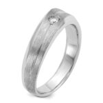 14k White Gold IBGoodman Men's Polished and Satin 1/10 carat Diamond Complete Ring - Image 8