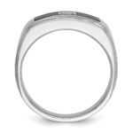 IBGoodman 14k White Gold with Black Enamel Men's Polished Satin and Grooved 1/20 Carat AA Quality Diamond Ring - Image 2