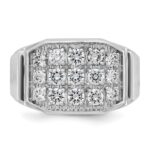 IBGoodman 14k White Gold Men's Polished and Satin 1 1/5 Carat AA Quality Diamond Cluster Ring - Image 6