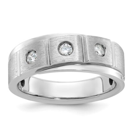 14k White Gold IBGoodman Men's Polished and Satin Diamond Ring Mounting