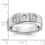 14k White Gold IBGoodman Men's Polished and Satin 1/4 carat Diamond Complete Ring - Image 3