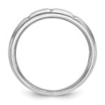 IBGoodman 14k White Gold Men's Polished Satin and Grooved 3-Stone 1/5 Carat AA Quality Diamond Ring - Image 2