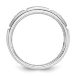 IBGoodman 14k White Gold Men's Polished Satin and Grooved 3-Stone 1/5 Carat AA Quality Diamond Ring - Image 2