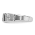 IBGoodman 14k White Gold Men's Polished Satin and Grooved 3-Stone 1/5 Carat AA Quality Diamond Ring - Image 5