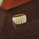 IBGoodman 14k Two-tone Men's Polished and Textured 4-Row 2 Carat AA Quality Diamond Ring - Image 9