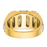 IBGoodman 14k Two Tone 1 carat Lab Grown Diamond VS/SI+ G+ Complete Grooved Four Row Men's Ring - Image 5