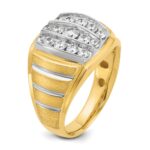10k Two-tone IBGoodman Men's Polished Satin & Grooved Ring Mounting - Image 8