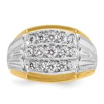 IBGoodman 14k Two Tone 1 carat Lab Grown Diamond VS/SI+ G+ Complete Men's Polished and Satin Cluster Ring - Image 4