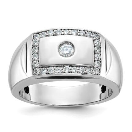 IBGoodman 10k White Gold Men's Polished and Cut-Out Ring Mounting