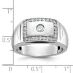 IBGoodman 14k White Gold Men's Polished and Cut-Out 1/2 Carat AA Quality Diamond Rectangle Ring - Image 3