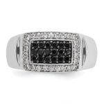 IBGoodman 14k White Gold 3/4 carat Lab Grown Diamond VS/SI+ G+ and Black Mined Diamond Complete Rectangle Cluster Men's Ring - Image 4