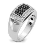 IBGoodman 14k White Gold Men's Polished and Cut-Out 3/4 Carat AA Quality Black and White Diamond Rectangle Ring - Image 7