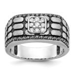 IBGoodman 14k White Gold Men's Polished Satin and Cobblestone Textured Ring Mounting