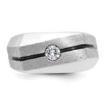 14k White Gold with Black Rhodium IBGoodman Men's Satin 1/5 carat Diamond Complete Ring - Image 6
