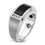 14k White Gold IBGoodman Men's Satin Onyx and Diamond Ring Mounting - Image 6