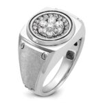 IBGoodman 14k White Gold Men's Polished and Satin 3/4 Carat AA Quality Diamond Round Cluster Ring - Image 8