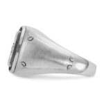 IBGoodman 14k White Gold Men's Polished and Satin 3/4 Carat AA Quality Black and White Diamond Halo Cluster Ring - Image 5