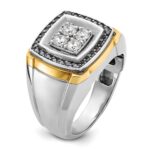 IBGoodman 14k Two-tone Men's Polished 3/4 Carat AA Quality Black and White Diamond Square Cluster Ring - Image 8