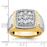 IBGoodman 10k Two-tone Men's Polished and Satin 1 Carat A Quality Diamond Square Cluster Ring - Image 3